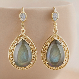 <b>Top</b> Selling New Arrival Labradorite Gmestones Earrings 925 Sterling <b>Silver</b> 18k Gold Plated for <b>Women</b> and Girls - Product Image 3