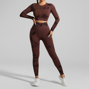 Super Soft Lightweight Fitness High Waisted Gym Yoga <b>Leggings</b> for Women 2-Piece Set Spandex/<b>Polyester</b> Plus Size Breathable - Product Image 2