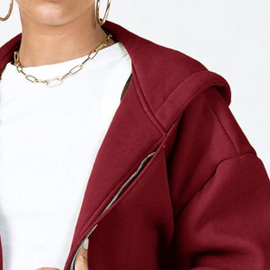 Zipper Style Fashion Wear Women Autumn Winter Solid Color Fleece Breathable Front Zipper Hoodies New Arrival Long Sleeve - Product Image 5