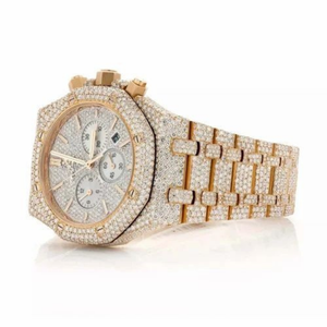 Reloj Cronógrafo de Lujo con Incrustaciones de Moissanita, Estilo Diamante, en Acero Inoxidable Dorado, Resistente al Agua, Proveedor de Relojes de Pulsera - Product Image 2