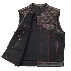 Men's Canvas Vest V-neck <b>Quilted</b> Panel Windproof Solid Color Casual Breathable Moto Biker Style Winter Outerwear Regular Fit - Product Image 6