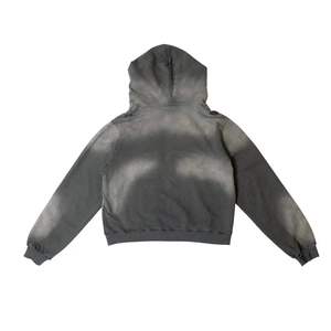 เสื้อฮู้ดดี้ผ้าฝ้ายแบบซิป 400gsm 500gsm สไตล์ย้อมสีเอซิดฟอกสีซีดจาง สำหรับผู้ชาย (OEM รับผลิตตามแบบ) - Product Image 2