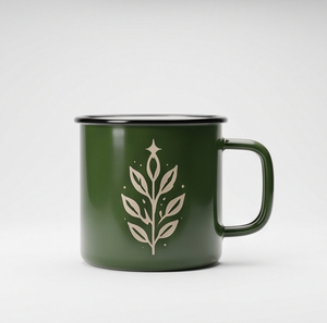 Special Eco Friendly Style Iron Enamelware Cup Leaf <b>Branch</b> Art Design <b>Light</b> Metal Drinkware Trade Supply Distribution Hub - Product Image 1