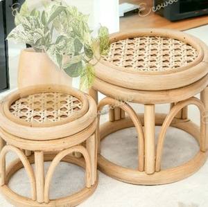 Tabouret en bambou fait main moderne pour chambre, patio extérieur, nouveau pouf d'intérieur, console avec incrustation d'os pour la détente, pour écoles et appartements - Product Image 1