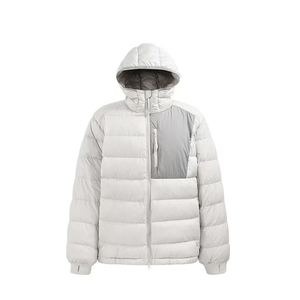 Chaqueta acolchada con capucha blanca para hombre, con bloques de color, abrigo de invierno grueso con cremallera, talla grande - Product Image 1