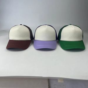 OEM 5 Panel Custom logo High Quality Custom Color Breathable Foam Colorful Solid Color Trucker Hat - Product Image 4