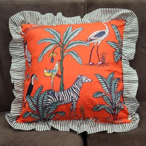 Animal Print Ruffle <b>Cushion</b> <b>Cover</b> Square Bohemian Style Decorative Pillowcase for Home Use Polyester Cotton Mix - Product Image 3