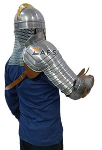 Plastron d'épaule médiéval en acier doux, protection complète du bras, épaulettes de chevalier, armure plaquée faite à la main, qualité export, à porter - Product Image 3