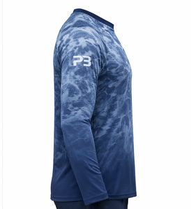 Camisa de Pesca con Protección UV para Hombre, Camuflaje Azul, Manga Larga, Poliéster de Alto Rendimiento, Logotipo Personalizado - Product Image 4