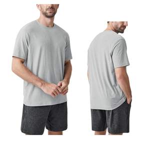 Camiseta de Hombre de Algodón Gris Plateado Claro, Cuello Redondo, Manga Corta, Casual, Suave, Transpirable, Ligera, Estilo Veraniego - Product Image 1