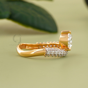 1.51 CT Pear Cut Lab Diamond <b>Ring</b> 14K Yellow Gold Pave Diamond Band VVS VS DEF Unique <b>Solitaire</b> Wedding Bridal Jewelry - Product Image 3