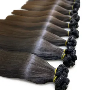 Human Hair Weave Remy Hair Natural Black Long Straight Bundles <b>Full</b> <b>Lace</b> <b>Wig</b> 100% Density Silk Base Double Drawn Customize Size - Product Image 4
