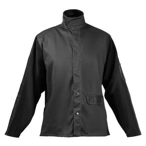 เสื้อแจ็คเก็ตทำงานกันไฟ ทรงปกติ แขนหนังวัวพรีเมียม ผ้าฝ้าย FR 9 ออนซ์ ตะเข็บเชื่อมบริเวณหน้าอกและหลังเพื่อป้องกันไฟ - Product Image 1