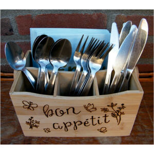 Eco Friendly Wooden Cutlery <b>Caddy</b> 3 Compartment Flatware Holder Wooden Utensil Organizer <b>Kitchen</b> Napkin Storage Box Wood <b>Caddy</b> - Product Image 1