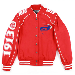 Delta |   Sigma |   Chaqueta de Carreras Theta Sorority para Motociclistas, Chaqueta de Carreras con Logotipo Bordado Personalizado para Hombres - Product Image 1