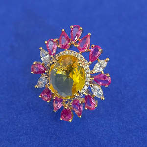 Fashion Jewellery Exporter in India American Diamond <b>Adjustable</b> <b>Ring</b> with Carat Plating 444868 - Product Image 2