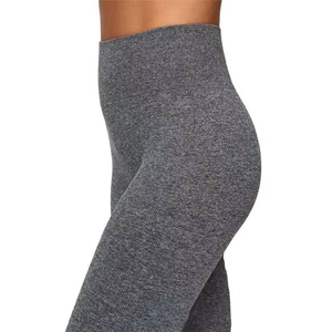 OEM ODM Women's High Waist Four-Way Stretch Tummy Control Yoga Leggings Spandex/Nylon Grey Fitness Gym Sports Wear - Product Image 3