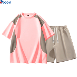 Conjunto Corto Personalizado para Hombre, de Alta Calidad, Informal, a la Moda, Veraniego, Deportivo, con Bloques de Color, Cuello Redondo, Holgado - Product Image 4