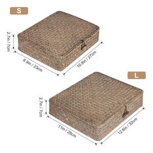 Juego de 2 cestas de almacenamiento planas de mimbre con tapa, cesta de almacenamiento hecha a mano, venta al por mayor, ecológica, hecha en Vietnam - Product Image 2
