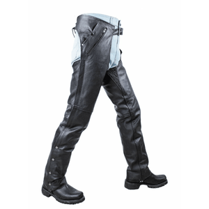 Chaps en cuir de vache véritable pour hommes - Coupe ample et athlétique, fermeture à boutons et boucles, toutes couleurs et tailles - Product Image 2