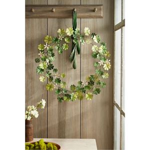 Handmade Metal Clover <b>Wall</b> Wreath Decorative Iron Flower <b>Leaf</b> Door Hanging Garden Home <b>Decor</b> Wholesale Floral Wreath Ornament - Product Image 1
