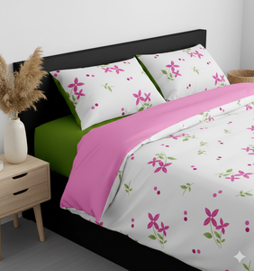 Ensemble de draps de lit en coton 100% imprimé 400 fils, taille Queen, motif damassé blanc neige - Product Image 2