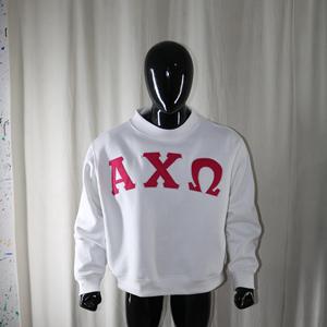 WHITE <b>Mock</b> <b>Neck</b> Sweatshirt 100% PINK Applique Embroidery wide <b>neck</b> Sweatshirt Finer Threads - Product Image 1