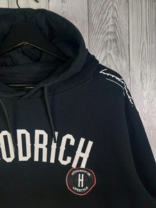 Sweat-shirt à capuche noir pour femme, manches longues, en coton tricoté, style streetwear, avec patchs brodés, logo appliqué sur le devant - Product Image 6