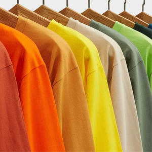 T-shirts pour hommes tricotés 100% coton de haute qualité couleur unie décontracté manches régulières avec motif respirant écologique 230Gsm - Product Image 1