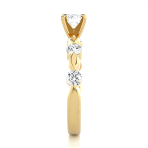 Bague de fiançailles unisexe en or jaune avec diamant taille cœur, sertie à griffes, plaquée rhodium, or massif 18 carats, style original - Product Image 4