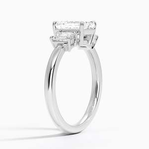 BOJ <b>Ring</b> 067 <b>Emerald</b> Cut 925 <b>Silver</b> Three Stone Halo Solitaire Diamond <b>Ring</b> 2ct D Color VVS1 Moissanite GRA Certified Low Price - Product Image 2
