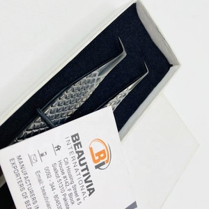 แหนบต่อขนตาสแตนเลสด้ามเพชรสีดำแบบมืออาชีพ90องศาปรับแต่งโลโก้ได้อย่างยั่งยืนปลายแหลม - Product Image 5