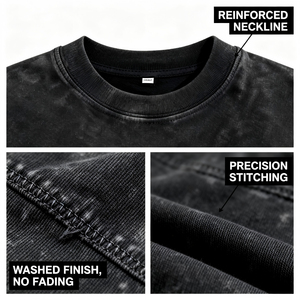 เสื้อยืดคอตตอน 100% สไตล์วินเทจ ล้างสีแบบ Stone Acid Wash พิมพ์ลาย DTG ขนาดใหญ่พิเศษ น้ำหนัก 260 กรัม สำหรับผู้ชายและผู้หญิง สไตล์วินเทจ รับผลิตตามสั่งขายส่ง - Product Image 4