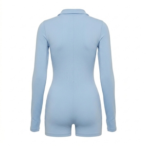 Women's <b>Sports</b> Athleisure Polo Collar Knitted Thumbhole Sleeve Pickleball Zipper <b>Jumpsuit</b> Front Breathable High Stretch Regular - Product Image 3