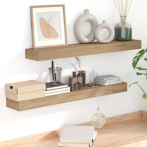 Solid <b>Wood</b> Teak Wall <b>Shelves</b> 2 Pcs 35.4"x5.9"x1.6" - Product Image 1