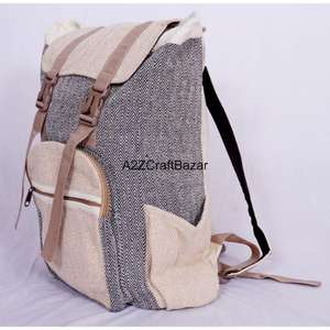 Sac à dos artisanal unisexe de taille moyenne en toile 100% coton, léger, vintage, 20L, avec fermeture à glissière et boucle, logo artisanal, pour les voyages - Product Image 3