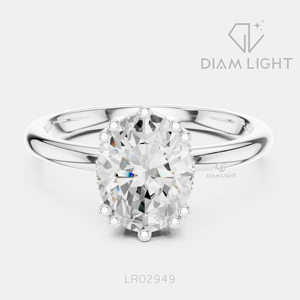 Bague en or blanc 14 carats pour femme avec diamant ovale de 1,70 carat cultivé en laboratoire, certifié IGI, couleur F+, clarté VS+, bijoux de fiançailles, cadeau pour femme - Product Image 1