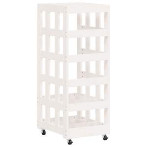Support pour bûches en bois de pin massif avec roulettes 15,7''x19,3''x43,3'' Blanc pour cheminées et accessoires - Product Image 4