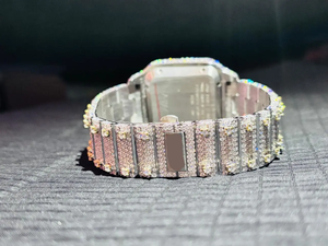 Montre pour homme Hip Hop Iced Out carrée, en acier inoxydable antique, avec mouvement mécanique et moissanite - Product Image 2