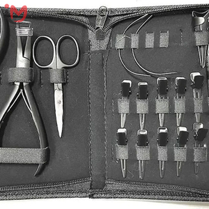Professional Hair Extension Tool Kit White Color Stainless Steel Pliers Scissors Loop <b>Needles</b> Comb Set with Zipper <b>Case</b> OEM - Product Image 5