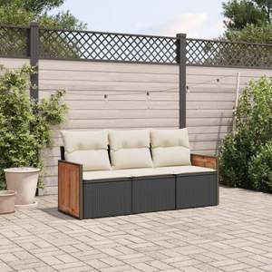 Conjunto de Sofás para Patio en Negro y Blanco Crema para Decoración de Jardín - Product Image 1