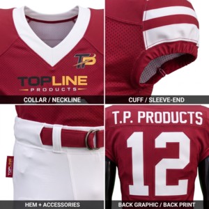 TOPLINE PRODUCTS Conjunto de Camiseta de Fútbol Americano para Hombre, Estampado Sublimado, Cuello en V, Sin Mangas, Malla Transpirable 12 - Product Image 3