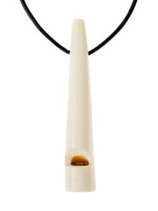 นกหวีดเขาควายทำด้วยมือแท้พร้อมสายหนังกระดูก - Product Image 4