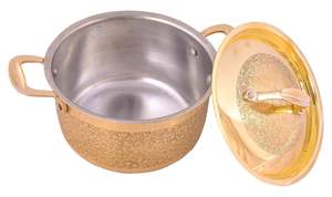 Juego de 3 cacerolas clásicas de latón de la mejor calidad con elegante estuche térmico para mesas de comedor, hoteles y catering de eventos - Product Image 4