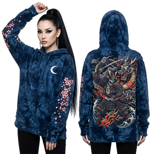 Sudadera con Capucha Coral Naranja Desgastada para Mujer, con Detalle de Telaraña y Pedrería, Gráfico de Zombie Gritando en la Espalda, Estilo Vintage Lavado Ácido, Ropa Urbana - Product Image 6