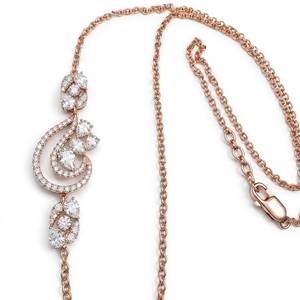 9K Rose Gold Pear & Round Lab Grown Diamond Necklace | 2.64 CT Fine Jewelry - Product Image 4