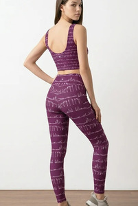 Leggings de Yoga de Cintura Alta, Largos, con Estampado de Letras, Color Morado, Spandex y Nailon, Elásticos en Cuatro Direcciones, Sin Costuras, de Secado Rápido, Cintura Elástica, para Mujer - Product Image 5