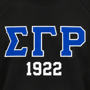 <b>Black</b> Women Crew Neck Sweatshirt Greek Letter 1922 Graphic <b>Long</b> Sleeve Pullover <b>Top</b> with Blue White Sleeve Stripes Casual - Product Image 2