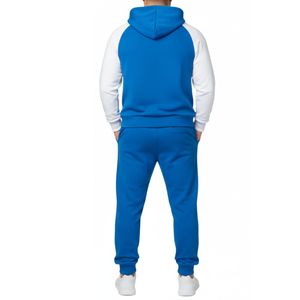 Chándal para hombre azul real y blanco con logotipo personalizado, el más vendido |   Conjunto Deportivo Clásico con Mangas Raglán - Product Image 2