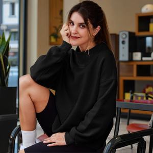 Sudadera de cuello alto para mujer, de manga larga, forro polar, con botones - Product Image 6